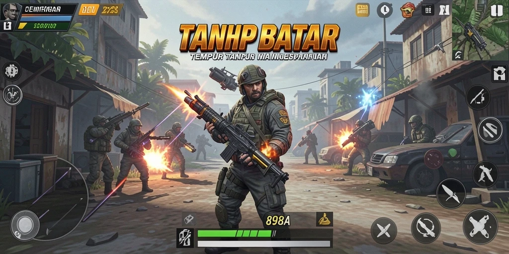 Koleksi tangkapan layar menunjukkan aksi mendebarkan dalam permainan FPS.
