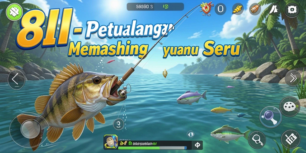 Tampilan gameplay <strong>8II</strong> dengan aksi memancing yang mendebarkan.