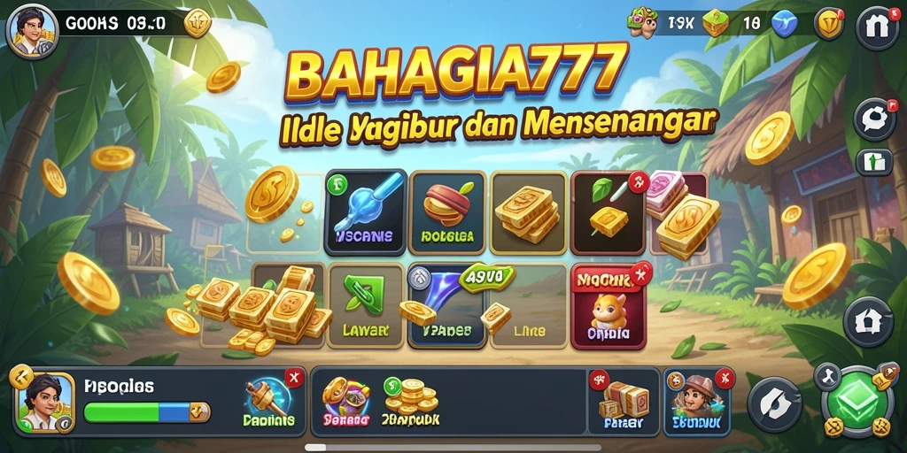 Screenshot gameplay BAHAGIA777 dengan karakter mengumpulkan koin.