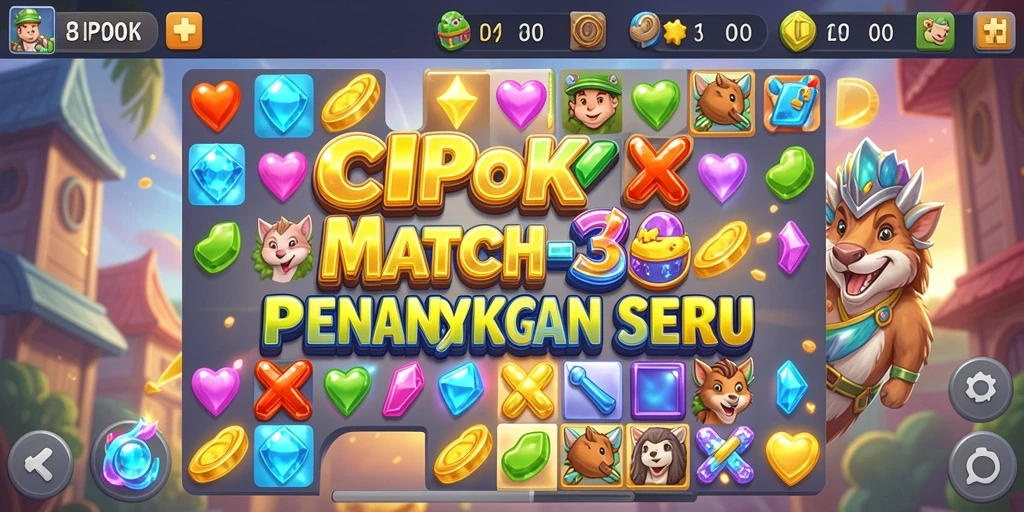 Screenshot gameplay <strong>CIPOK</strong> menampilkan pencocokan elemen warna-warni.