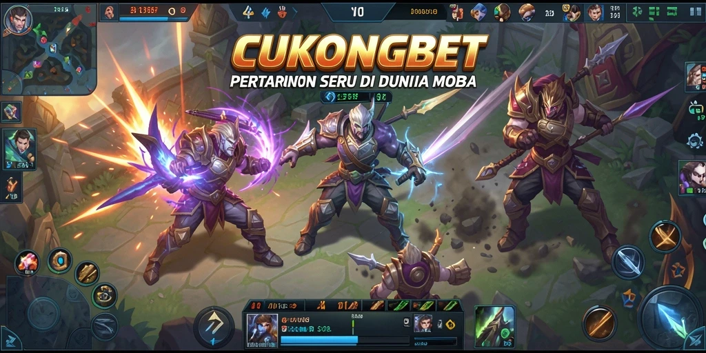 Screenshot yang menampilkan pertarungan seru dalam gameplay MOBA.