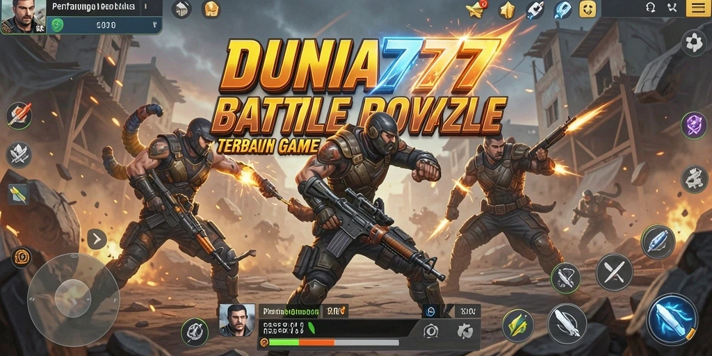 Screenshot DUNIA777 menampilkan aksi seru dalam game Battle Royale.