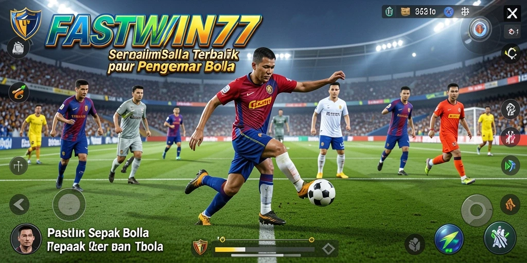 Tampilan gameplay menegangkan di FASTWIN77 dengan aksi sepak bola seru.