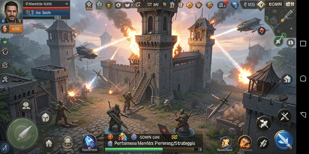 Tampilan seru dan intens dari gameplay Tower Defense GOWIN.