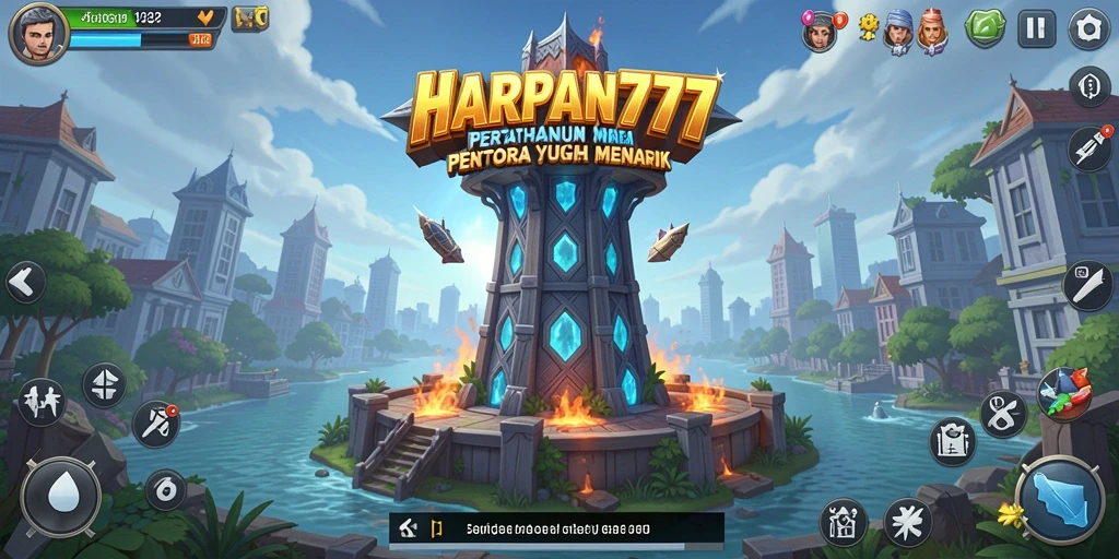 Screenshot HARAPAN777 menunjukkan gameplay seru dengan menara pertahanan yang beragam.