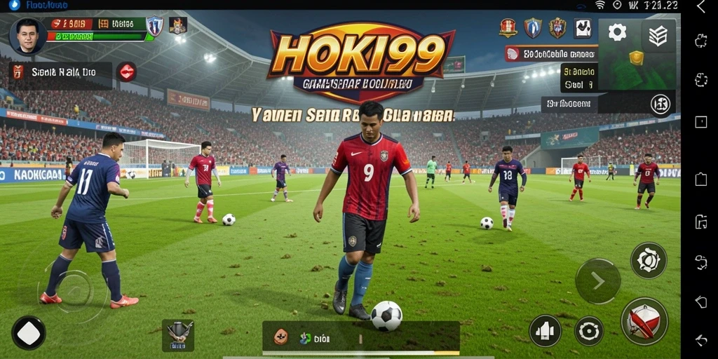 Screenshot HOKI99 menunjukkan gameplay sepak bola yang intens dan mendebarkan.