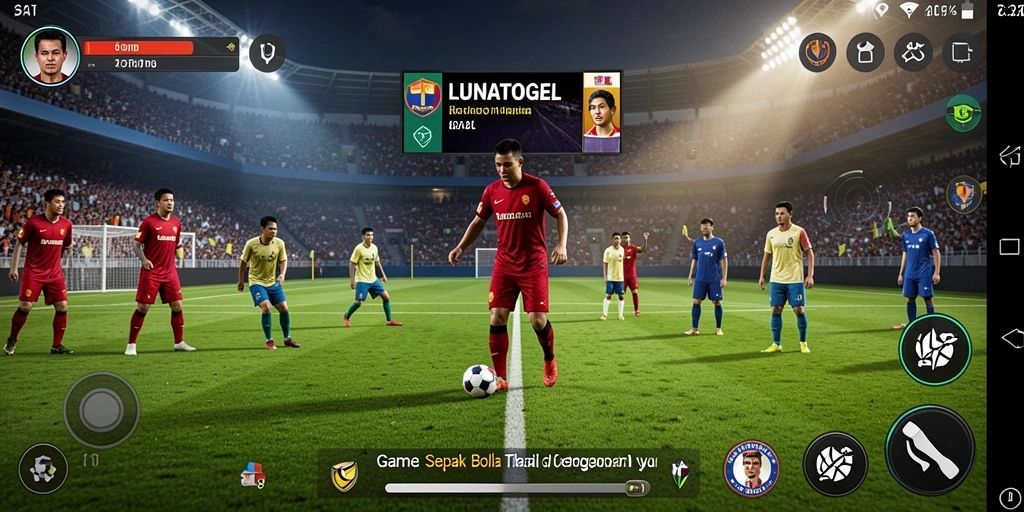 Tangkapan layar gameplay LUNATOGEL dengan aksi seru di lapangan hijau.