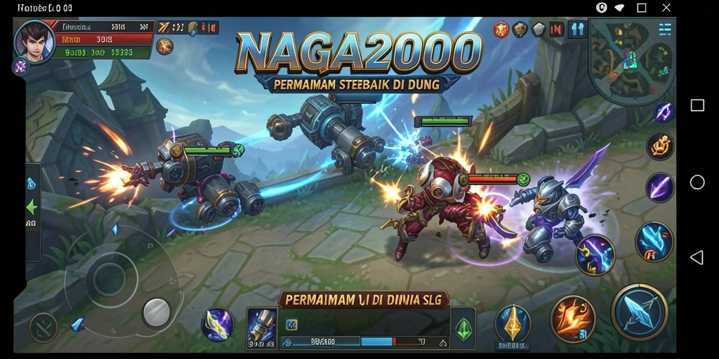 Screenshot utama NAGA2000 menampilkan aksi pertempuran strategi yang mendebarkan.