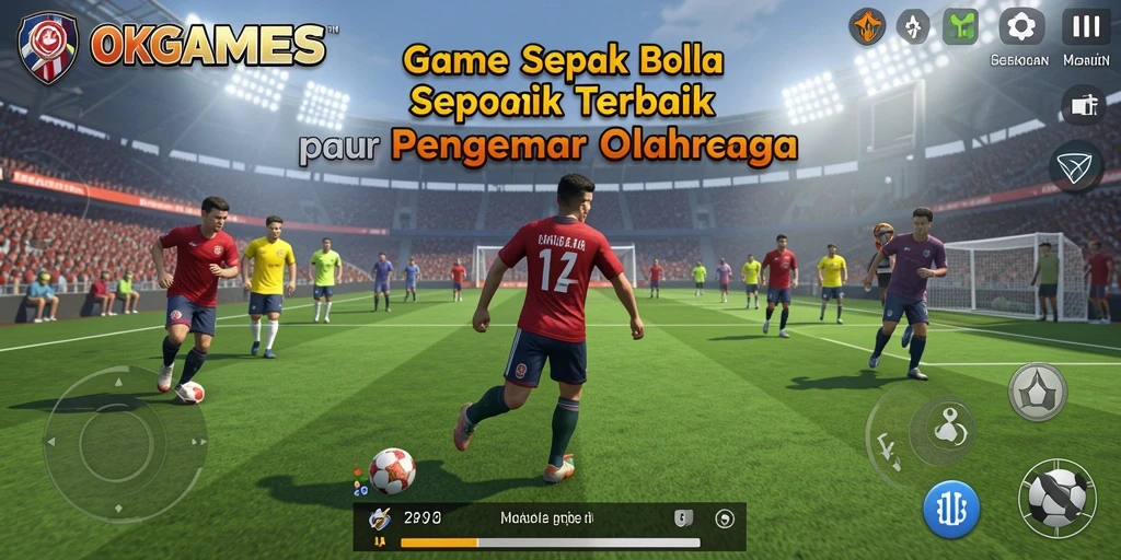 Tampilan gameplay seru di OKGAMES dengan aksi sepak bola nyata.