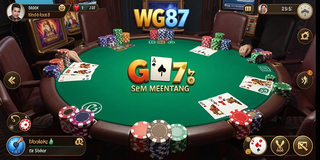 Tampilan utama gameplay Poker di WG87 dengan grafis yang menarik.